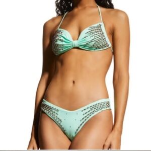 Mint Embellished Bikini Set - Women Swim Bikinis
